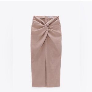 Zara Tan High Waisted Midi Skirt Size Medium NWOT